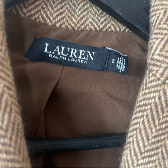 Ralph Lauren BLACK LABEL Women's Herringbone Tweed Blazer Tan/Brown Equestrian 2 - Picture 11 of 14